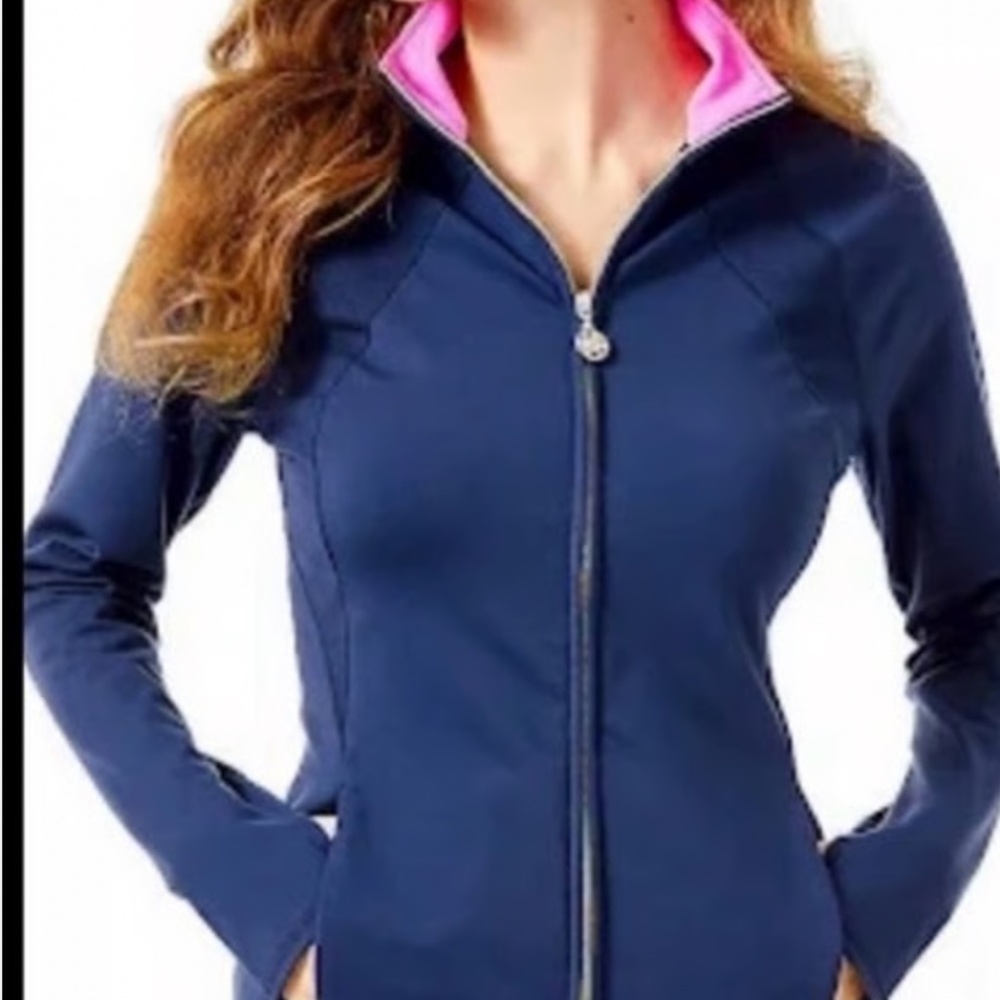 Lilly Pulitzer Luxletic Tennison Jacket UPF 50+ True Navy Blue Full Zip
